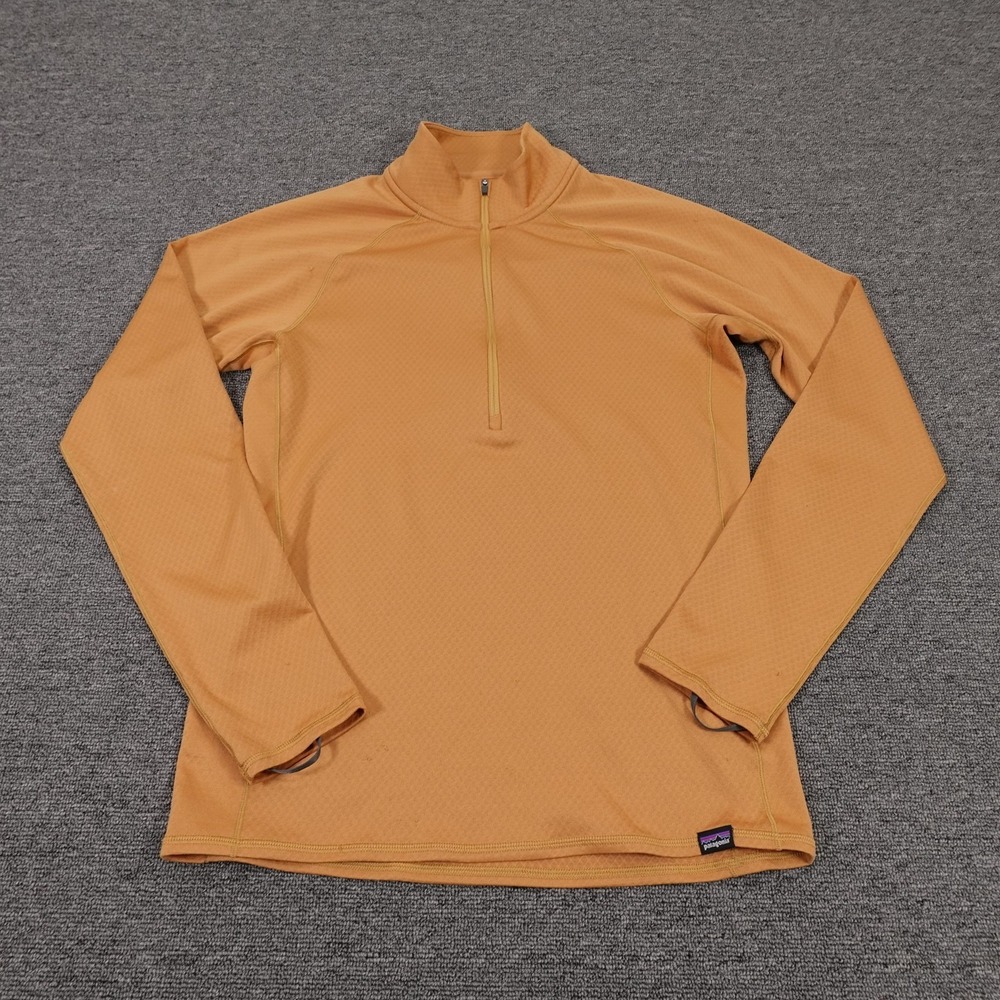 Patagonia Capilene Midweight Pullover Mens Small Orange 1/4 Zip Base Layer